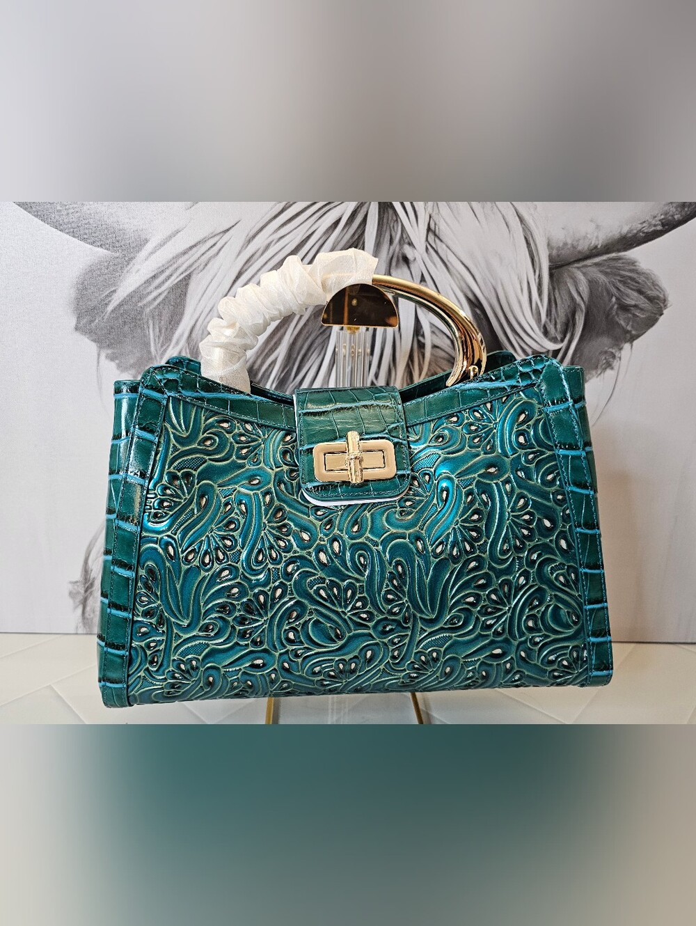 Brahmin Soleil Jungle Jewel Cruise NWT Embossed Leather Satchel